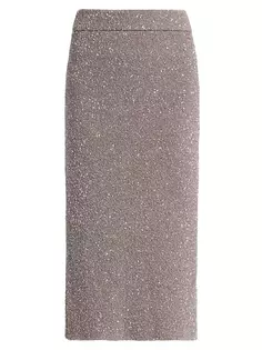Трикотажная юбка миди с пайетками Carlson Altuzarra, цвет truffle
