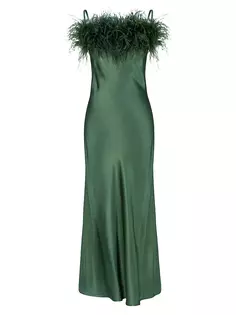 Платье миди с отделкой перьями Boheme Sleeper, зеленый
