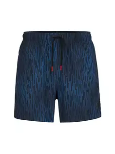 Быстросохнущие шорты для плавания с фирменным принтом Hugo, синий