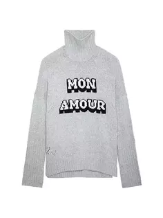Шерстяной свитер с воротником Alma Mon Amour Zadig &amp; Voltaire, цвет gris chine