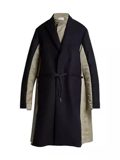 Шерстяное пальто Melton Sacai, темно-синий