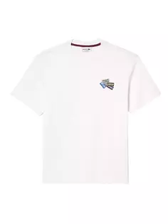 футболка с круглым вырезом и логотипом Lacoste, белый
