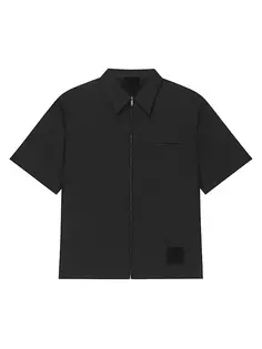 Рубашка свободного кроя на молнии из хлопка Givenchy, черный