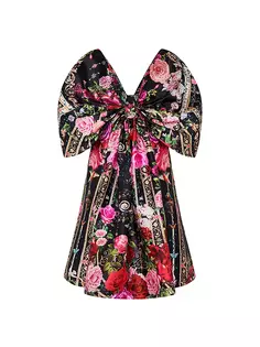 Мини-платье из тафты с цветочным принтом и бантом Camilla, цвет reservation for love