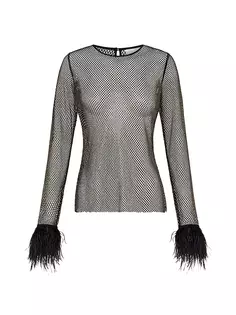 Сетчатая блузка с перьями Hotfix Camilla, цвет soul of a star gazer