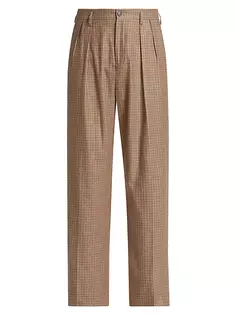 Широкие брюки со складками в ломаную клетку Filippa K, цвет sand beige brown check