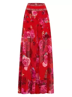 Широкие брюки из шелка с цветочным принтом Camilla, цвет italian rosa