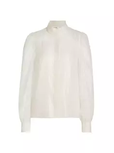 Блузка Gillian из смесового шелка с длинными рукавами Frame, цвет silver