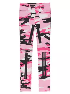 Узкие камуфляжные брюки из хлопка с несколькими молниями Givenchy, розовый
