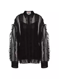Рубашка из органзы с вышивкой Valentino Garavani, черный