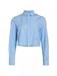 Классическая укороченная рубашка в полоску Hommegirls, цвет blue white stripe