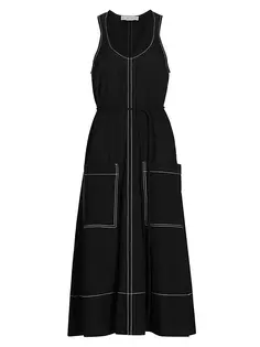 Платье миди без рукавов с завязками на талии Lucy Proenza Schouler White Label, черный