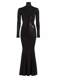 Платье-рыбий хвост с водолазкой и покрытием Norma Kamali, черный