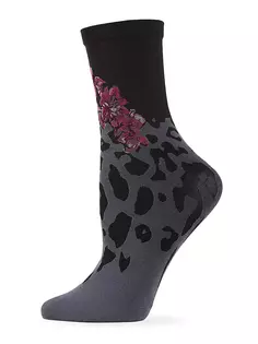 Носки с леопардовым принтом и цветочным принтом Natori, черный
