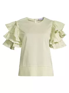 Многоярусная хлопковая блузка Juliette Harshman, цвет soft green