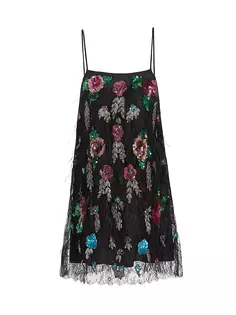 Кружевное мини-платье Bethany с цветочным принтом и пайетками Sea, мультиколор