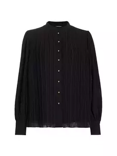 Плиссированная шифоновая блузка на пуговицах Abbey Elie Tahari, цвет noir