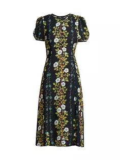Платье миди на пуговицах из крепа с цветочным принтом Etro, черный