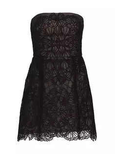 Кружевное мини-платье Sloane без бретелек Ml Monique Lhuillier, черный