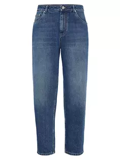 Джинсовые джинсы свободного покроя с пятью карманами Brunello Cucinelli, цвет medium denim