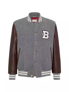 Куртка-бомбер из двойной ткани из натуральной шерсти с набивкой Thermore, рукавами из телячьей кожи и значком Brunello Cucinelli, серый