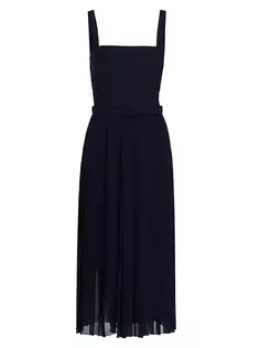 Шифоновое платье-миди с шерстяной вставкой Oscar De La Renta, темно-синий