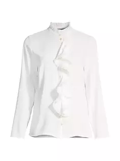 Блуза из крепа с рюшами Misook, белый