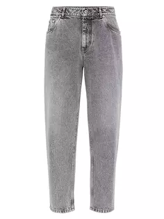 Удобные джинсы из состаренного денима с пятью карманами Brunello Cucinelli, серый