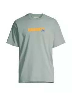 Футболка с надписью «Стрелка» Carhartt Wip, цвет glassy teal