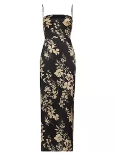 Платье макси из шелкового атласа с цветочным принтом Frankie Reformation, цвет gisele