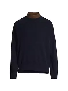 Многослойный свитер с воротником контрастного цвета Le17Septembre, темно-синий