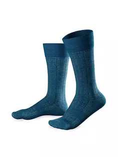 Клетчатые носки до середины икры из смесового хлопка Marcoliani, цвет denim blue