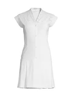 Мини-платье с кружевной кокеткой и короткими рукавами L&apos;Etoile Sport, белый