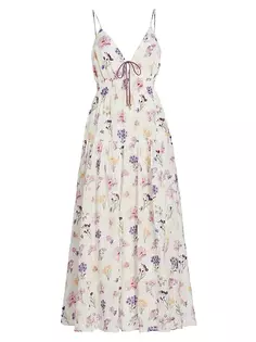 Хлопковое платье макси с цветочным принтом Phoebe Kivari, фиолетовый