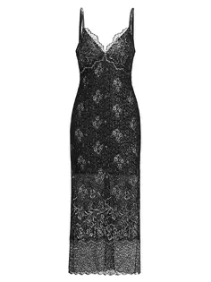 Кружевное платье миди с эффектом металлик Indre Cinq À Sept, черный