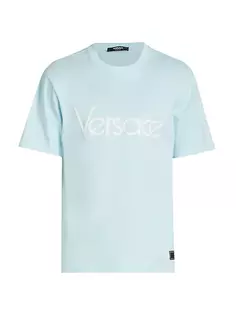 футболка с круглым вырезом и логотипом Versace, цвет pale blue