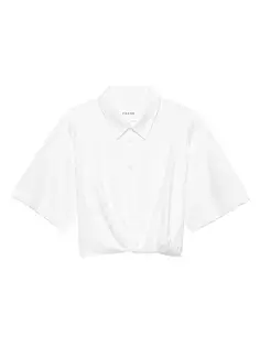 Укороченная рубашка с закручивающейся передней частью Frame, цвет off white