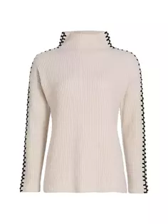 Кашемировый свитер Alia с узором «липучая строчка» Elie Tahari, цвет stone