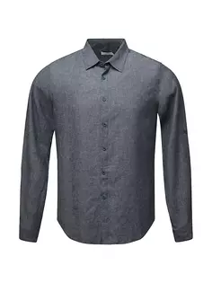 Рубашка на пуговицах из воздушного льна Onia, синий