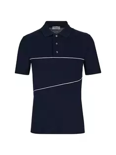Полосатая рубашка-поло из пике Ferragamo, цвет new navy