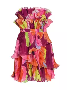 Многоярусное мини-платье Maddie с цветочным принтом Amur, цвет sangria flower