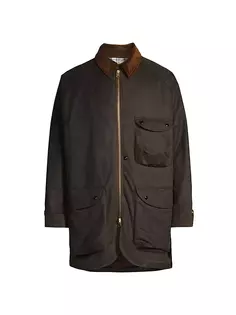Длинная хлопковая куртка Drake&apos;S, оливковый Drakes