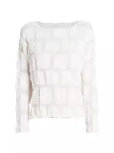 Блузка с длинными рукавами и нечеткими складками Issey Miyake, цвет off white