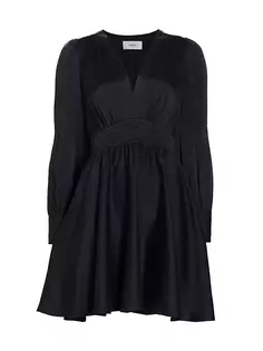 Шелковое мини-платье Cosima с длинными рукавами Xirena, черный