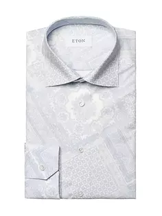 Классическая рубашка узкого кроя с узором пейсли Eton, синий