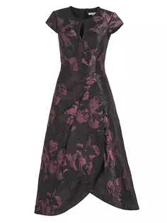 Жаккардовое платье миди Massima с цветочным принтом Kay Unger, цвет mink rose