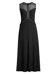 Платье миди из крепа с атласной спиной Everly Kobi Halperin, черный