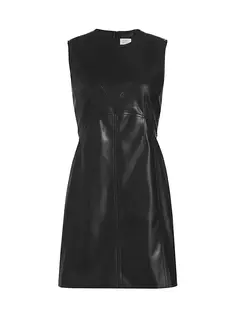 Мини-платье Antonella из веганской кожи Tanya Taylor, черный