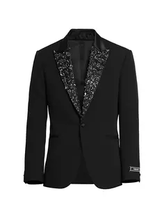 Украшенная шерстяная вечерняя куртка Versace, черный