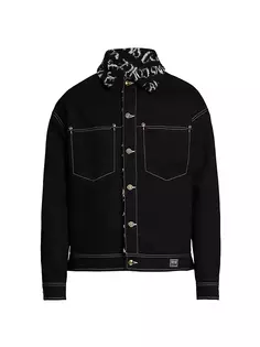 Джинсовая куртка Trucker с отделкой из искусственного меха Versace Jeans Couture, черный